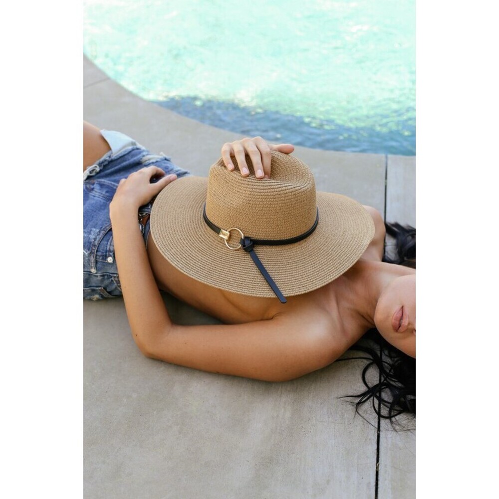 Lulus Lucerne Tan Floppy Straw Hat